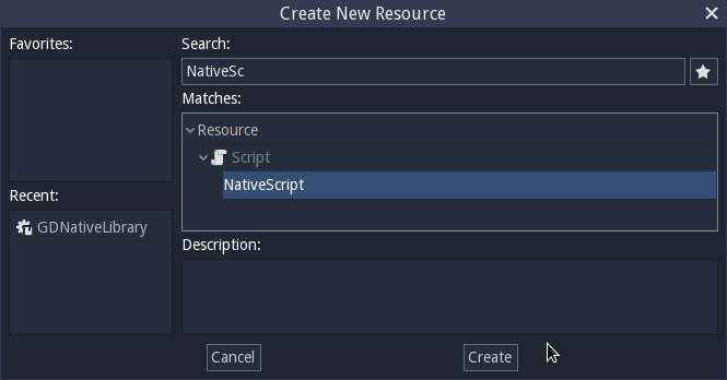 This new resource shall be of type NativeScript